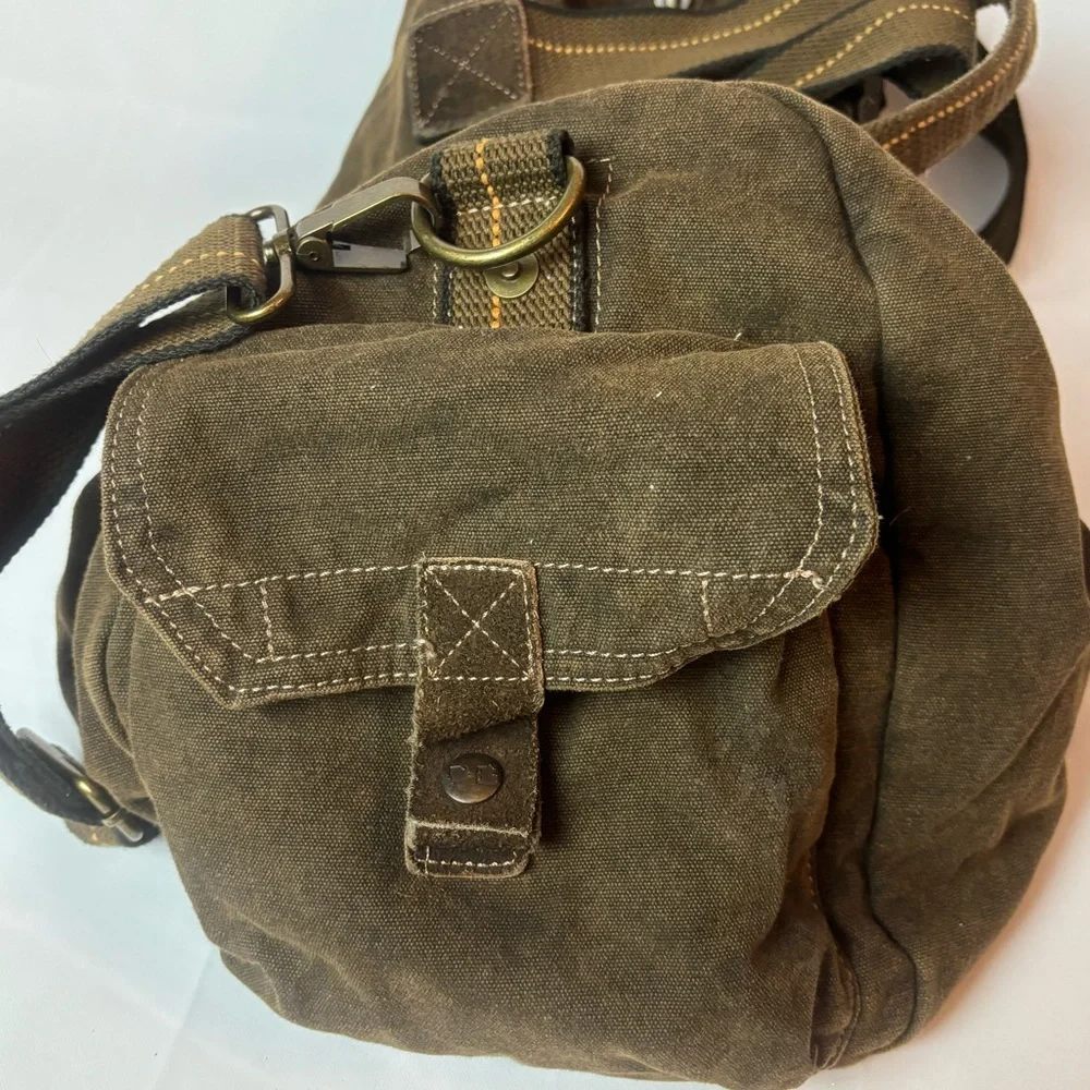 Bed Stu Vick Canvas Duffel Weekender Bag Brown Rustic W/Strap Monogram EMB